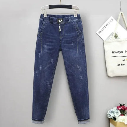 Plus Size Jeans For Women Elastic High Waist Baggy Comfort by zapcart
