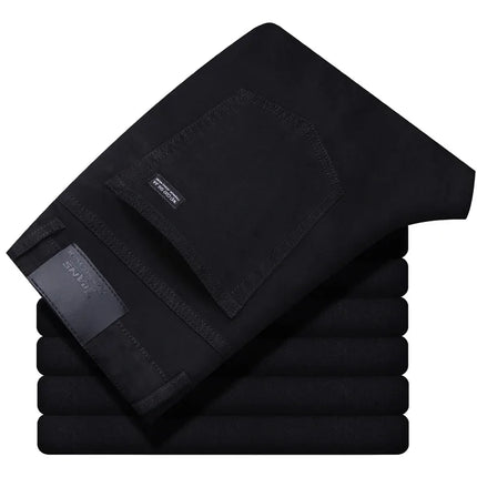 Tsingyi Men Jeans Vintage Black Straight Stretch Comfort by zapcart