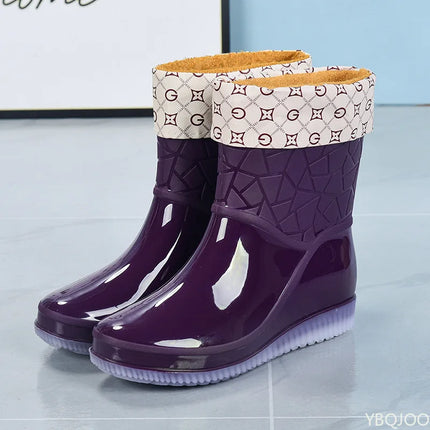 YBQJOO Women Waterproof Rain Boots Anti Slip Wear Resistant by zapcart