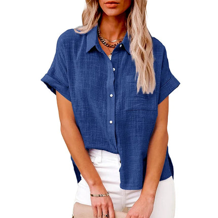 Cotton Linen Summer Tee For Women Breathable Loose Fit by zapcart