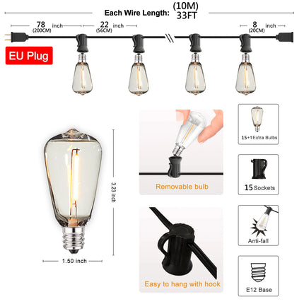Ganriland Led String Lights Outdoor Shatterproof IP65 by zapcart