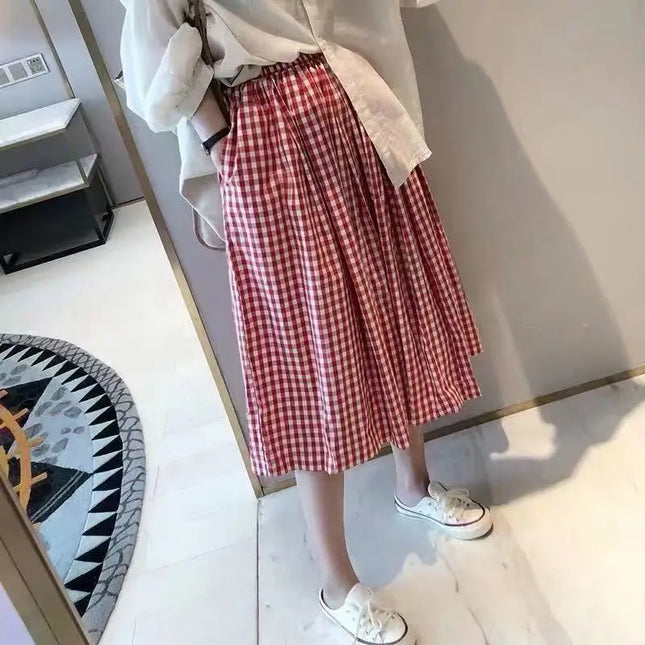 Plaid High Waist Swing Skirt For Women Vintage Chic by zapcart