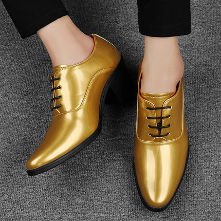 Dcoud Golden Luxury Leather Shoes Men Pointed Toe Wedding by zapcart