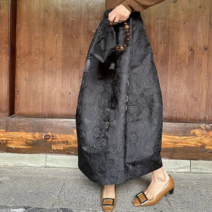 FJECN Women Elastic Waist Jacquard A Line Skirt New Arrival by zapcart