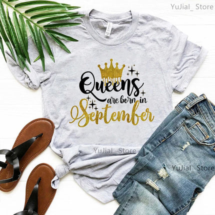 Queen Are Born In January To December Bold Graphic Tee Women by zapcart