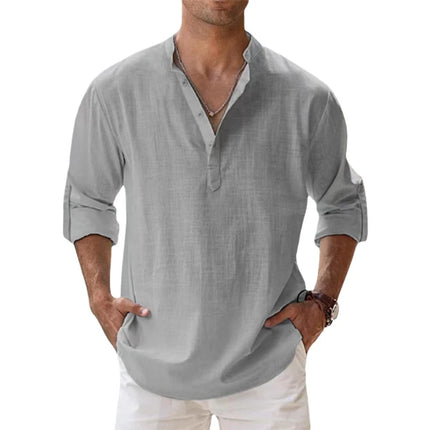 Animal Game Cotton Linen Shirts for Men Lightweight Henley by zapcart