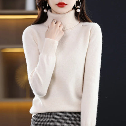 Flower Moon Merino Wool Cashmere Sweater Women Warm by zapcart