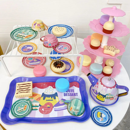 Princess Tea Set For Little Girls Metal Pretend Play Gift by zapcart