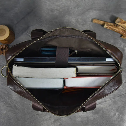 Newsbirds Genuine Leather Briefcase 15.6 Inch Laptop Men by zapcart