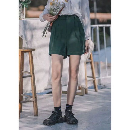 Wakamono Women High Waist Summer A Line Shorts Button Fly by zapcart