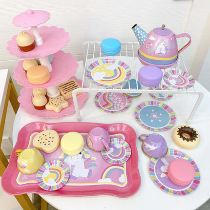 Princess Tea Set For Little Girls Metal Pretend Play Gift by zapcart