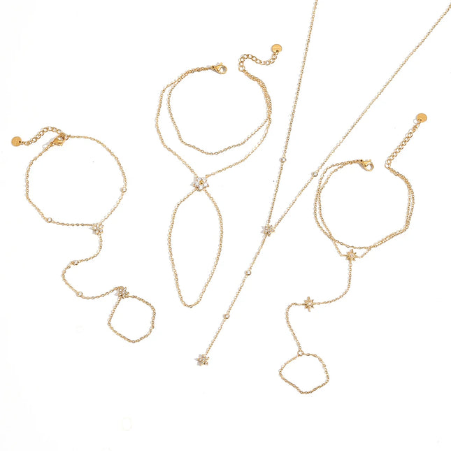 Fashion 18K Gold Plated Stainless Steel Zircon Bracelet for Women Individualistic Daily Wear Waterproof Jewelry Finger Chai by zapcart