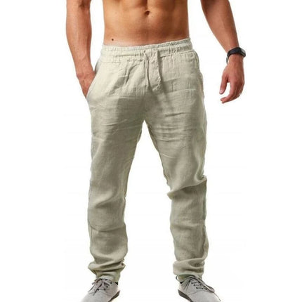 Longchengyixi Men Cotton Linen Pants Loose Fit Stretch by zapcart