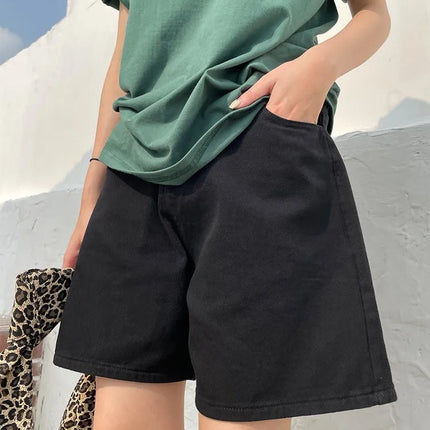 GUUZYUVIZ Womens High Waist Denim Shorts Oversized White by zapcart