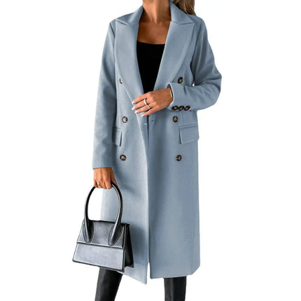 Women Woolen Winter Overcoat Warmth Elegant Streetwear by zapcart