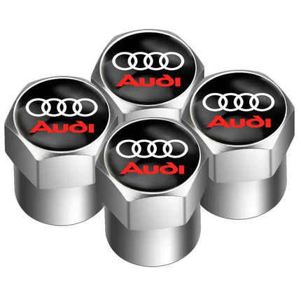 Audi Valve Caps With Suede Leather Key Chain For Audi