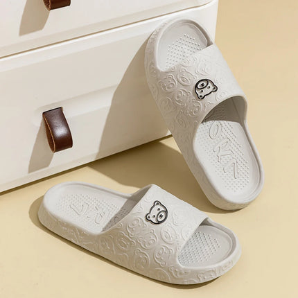 Mens Slippers Little Bear Print Non Slip Indoor Comfort Dorm