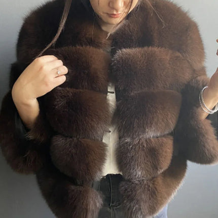 FANPUGUIZHEN Pink Faux Fur Coat For Women Warm And Elegant by zapcart
