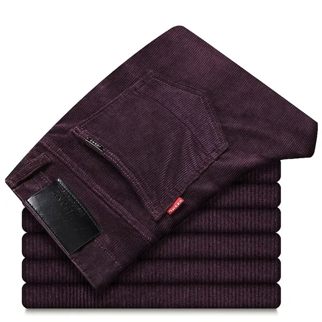 CN Mens Corduroy Pants Warm Velvet Lined Loose Straight Leg by zapcart