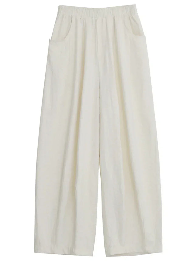 Chic Ven White High Waisted Pleated Wide Leg Pants by zapcart