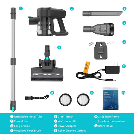 YISORA N300 Cordless Vacuum For Pet Hair 20Kpa Lightweight by zapcart