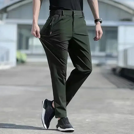 Mainkulc Ice Silk Men's Pants Elastic Waist Quick Dry by zapcart