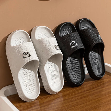 Mens Slippers Little Bear Print Non Slip Indoor Comfort Dorm