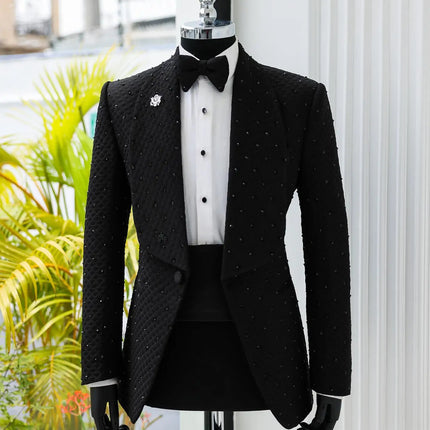 LC TJWORIDCN Floral Jacquard Mens Two Piece Slim Tuxedo by zapcart