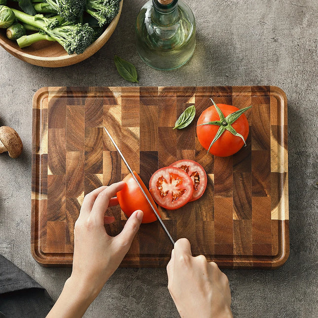 HEZHEN Cutting Board Acacia Wood End Grain For Home Cooks by zapcart