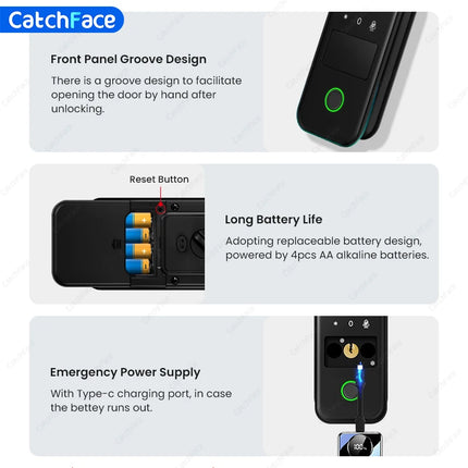 Catchface Fingerprint Smart Door Lock IP66 Outdoor Security by zapcart
