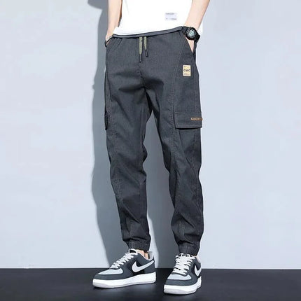 Mens Casual Drawstring Cargo Pants England Streetwear CN by zapcart