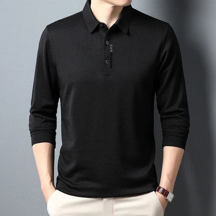 Mens Waffle Polo Shirt With Letter Print Lapel Casual Top by zapcart
