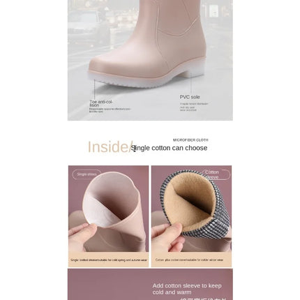 Fashionable Women Rain Boots Waterproof Non Slip Warm by zapcart