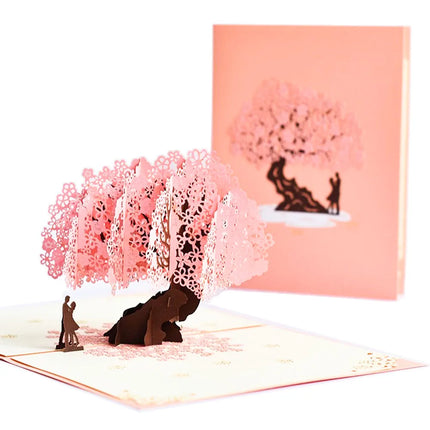 Exquisite 3D Pop Up Peach Blossom Tree Greeting Card Birthday Gifts Rose Flowers Cake Postcard For Children To Blessing Teacher by zapcart