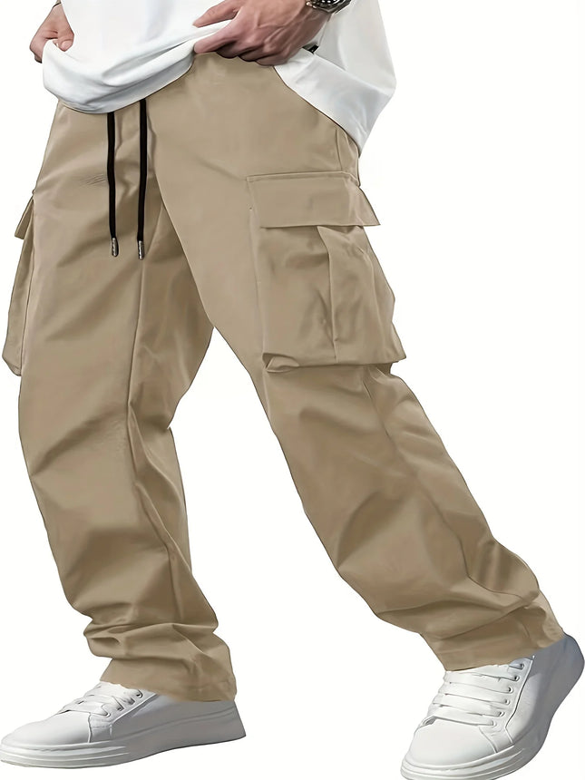 CN Zhejiang Mens Work Pants Drawstring Multi Pocket Casual by zapcart