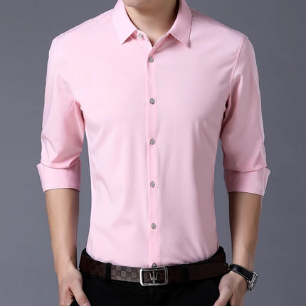 CN Zhejiang Mens Smart Casual Solid Color Long Sleeve Shirt by zapcart