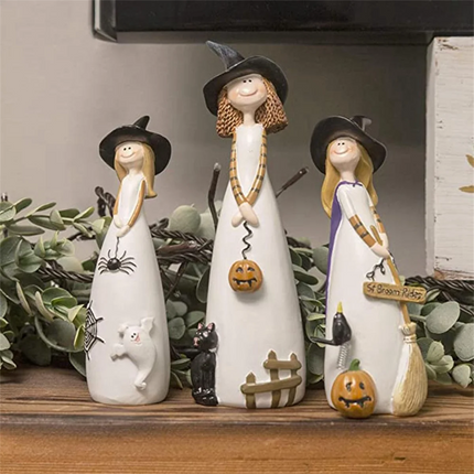 Hign-concerned Halloween Witch Figurines Resin Cute Decor by zapcart