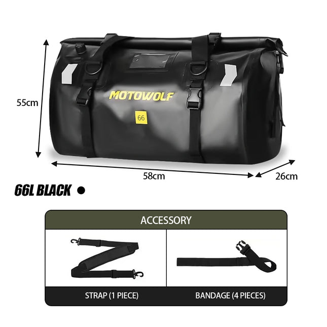 Motorcycle Waterproof Tail Bag Travel Outdoor Dry Luggage Roll Pack Bag 20 /40/66 Motorbike Luggage Backpack Motorcycle Seat Bag by zapcart