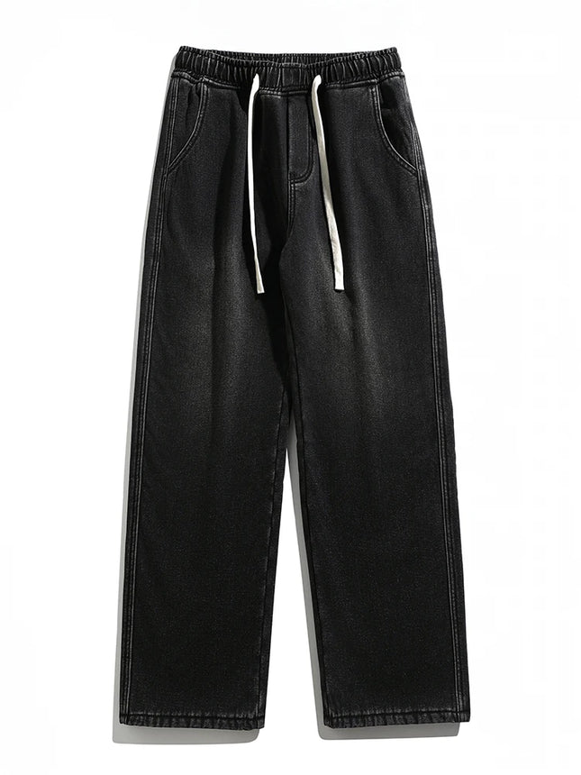 Anbican Fleece Lined Winter Mens Jeans Warm Straight Denim by zapcart