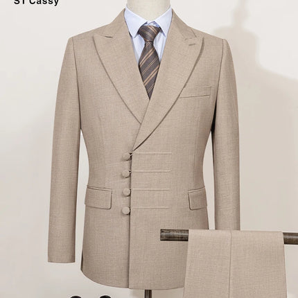 ST Cassy Elegant Slim Fit Men Suit Double Breasted 2 Piece by zapcart