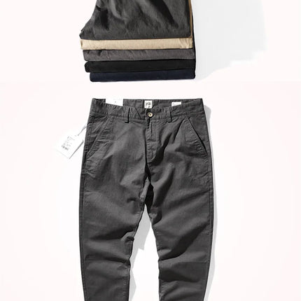 Iceupsnow Men's Cotton Twill Slim Straight Business Pants by zapcart