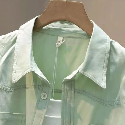 Women Cropped Blouse Spring Summer Loose Long Sleeve Casual by zapcart