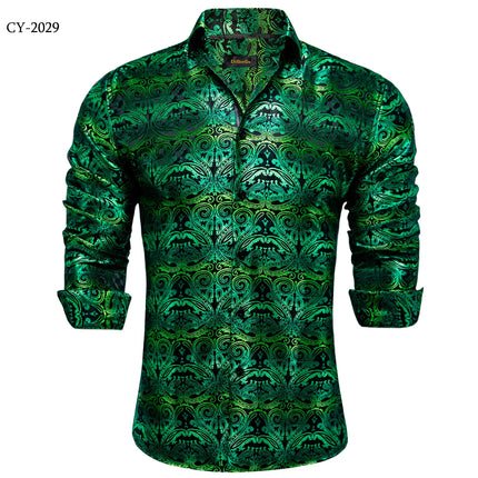 HenanChoice Mens Jacquard Paisley Shirt Long Sleeve Luxury by zapcart