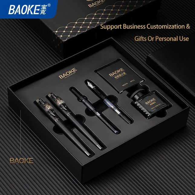 BAOKE T18/T19/T20 Black Grey Fountain Pen Gift Set, Includes Ink Bottle, 6 Cartridges, Exquisite Package, Smooth Writing Pens by zapcart