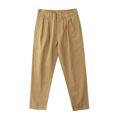 Iceupsnow Men Autumn Twill Pleat Cargo Pants 100 Cotton by zapcart