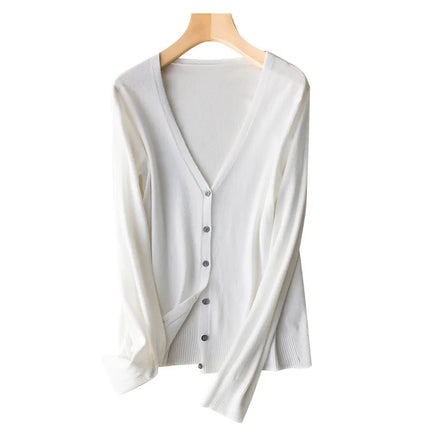 Women Cardigans 2032 Single Breasted V Neck Knit Outerwear by zapcart