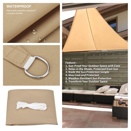 Waterproof Triangle Sun Shade Sail 5x5m Canopy Garden by zapcart
