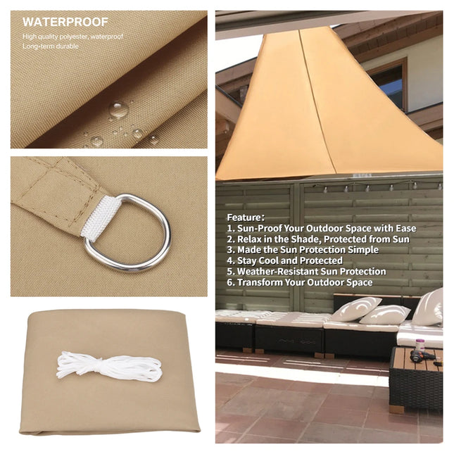 Waterproof Triangle Sun Shade Sail 5x5m Canopy Garden by zapcart