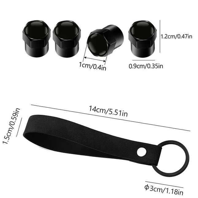 Audi Valve Caps With Suede Leather Key Chain For Audi