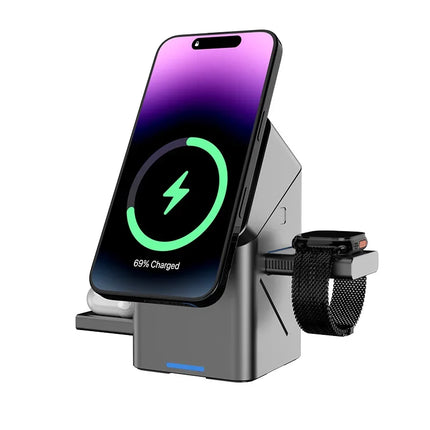 PeGXQ Magnetic 3 in 1 Wireless Charger for iPhone Watch Pods by zapcart